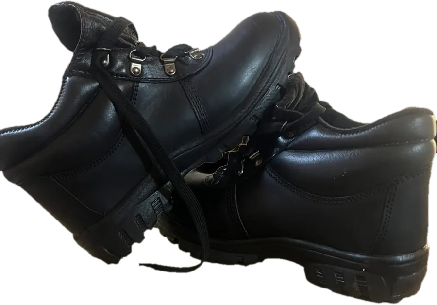 Pair of black lace-up leather boots