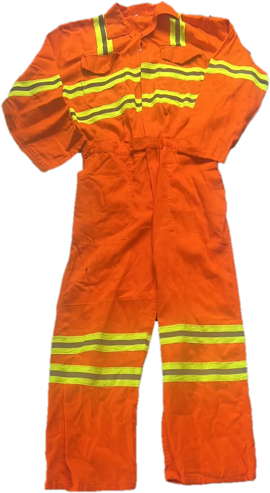Orange overall with reflective bands