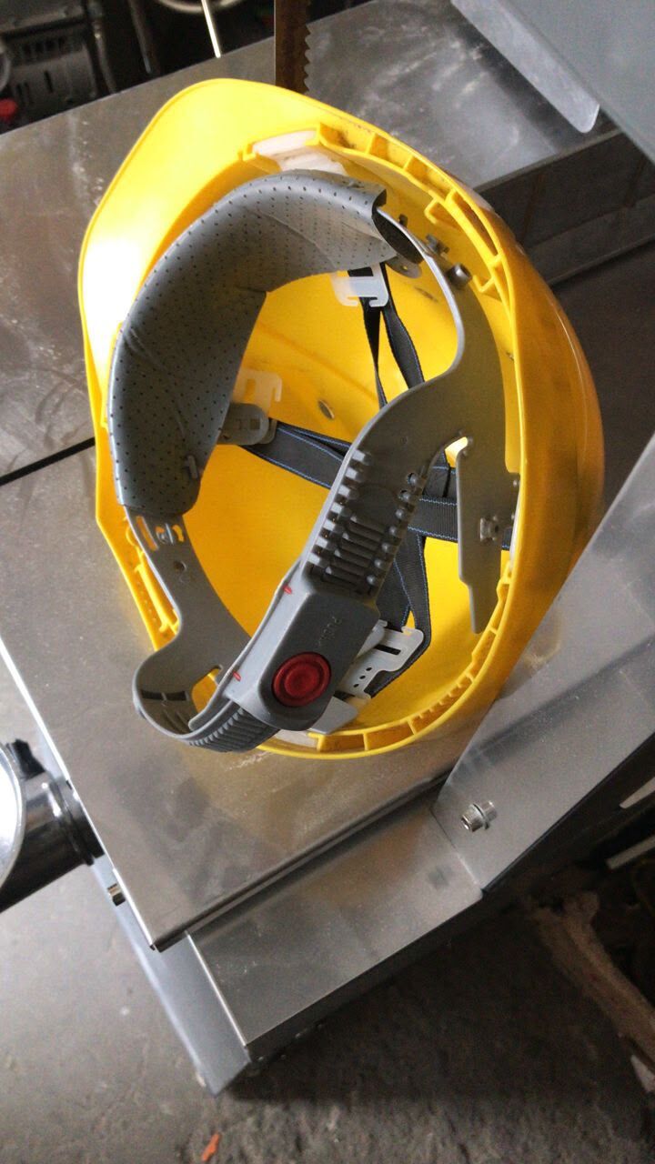 Yellow safety helmet, inside suspension